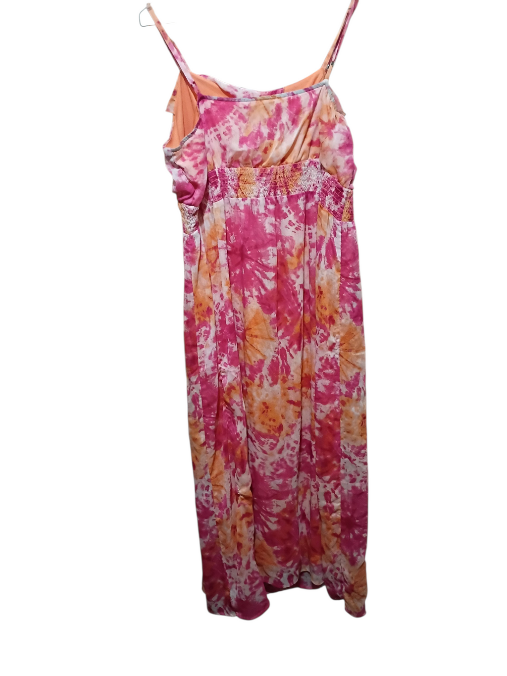 WOMEN'S PINK/ORANGE MAXI SUNDRESS WITH SPAGHETTI STRAPS SIZE XXL