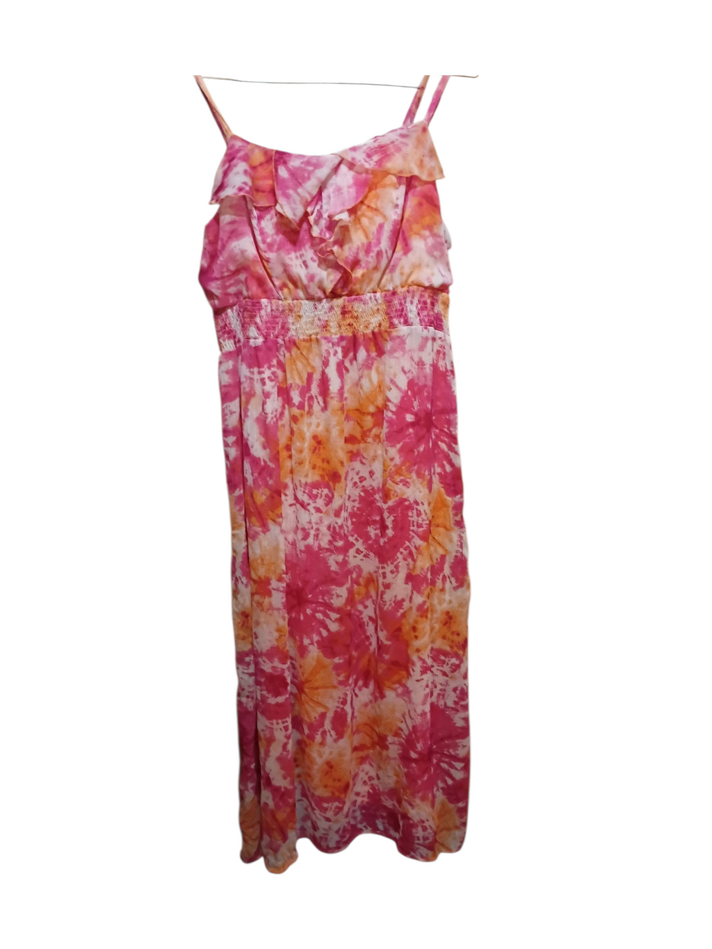 WOMEN'S PINK/ORANGE MAXI SUNDRESS WITH SPAGHETTI STRAPS SIZE XXL